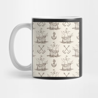 Sailship and Anchor Seamless pattern Mug